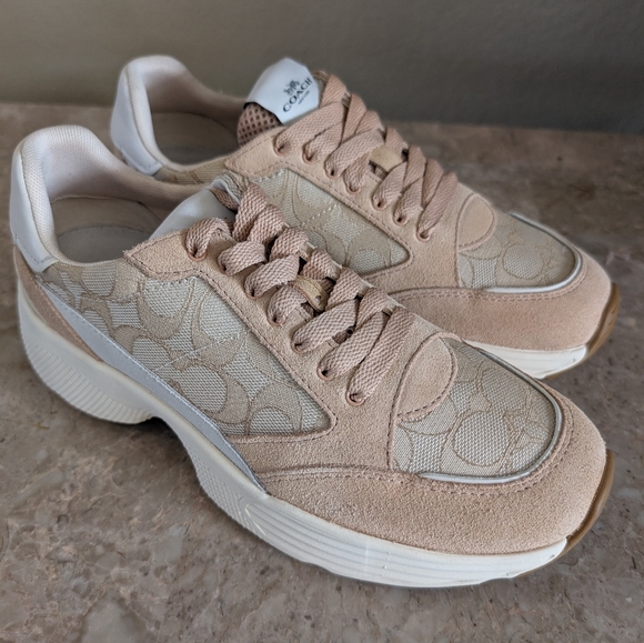 Coach C152 Tech Runner Shoes Style #G5057 Rose Gold Soude Women's Size 8B No Box - Picture 1 of 14